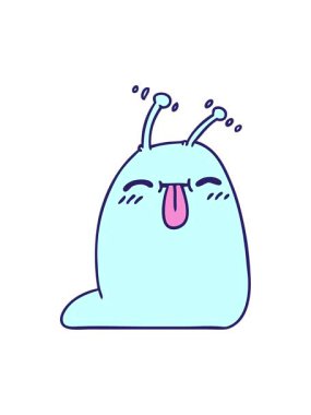 bob and pause animation of freehand drawn cartoon of a happy kawaii slug