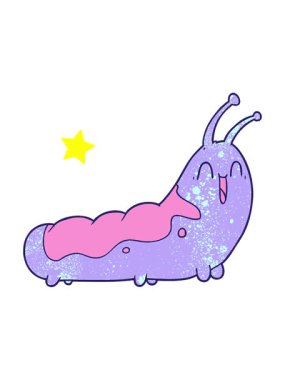 Parlayan yıldızlar komik tırtıl çizgi filminin animasyonunu etkiler.