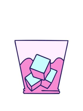 stretching up animation of hand drawn quirky cartoon whisky and ice