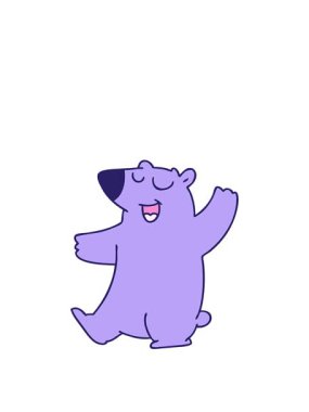 stretching up animation of hand drawn design of a cartoon bear
