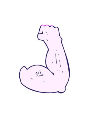 power up animation of flexing strong arm cartoon