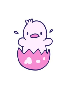 shine light effect animation of cute cartoon doodle chick