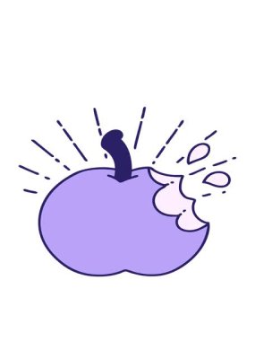 bobbing motion animation of illustration of a traditional tattoo style bitten apple