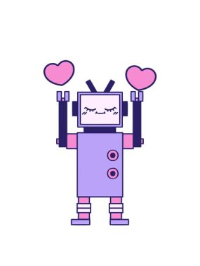 Tatlı robotun dönen kalp animasyonu