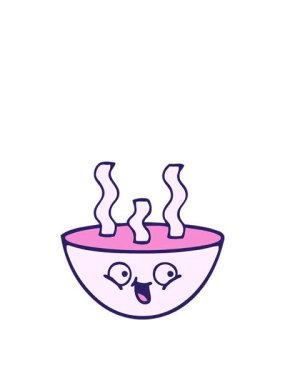 Bir kase sıcak çorba illüstrasyonunun canlandırması