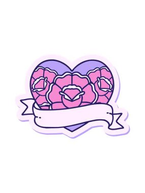 Dövmenin animasyonunu geleneksel bir kalp ve çiçek pankartıyla durdurup duraklat