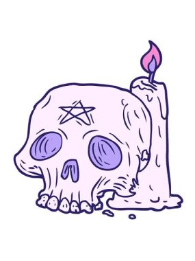 Karikatür, korkunç kafatası ve mumun hareketli animasyonu