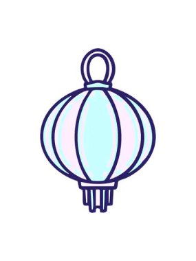 Asılan bir fenerin pikselleşme efekti. Geleneksel Japon parlaması.