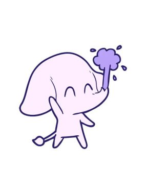 Su fışkırtan sevimli bir filin dönen hareketli animasyonu