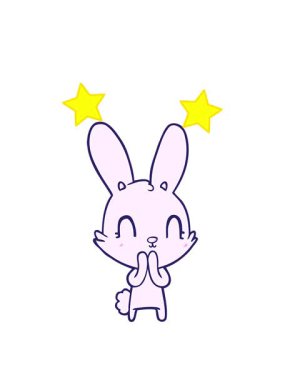 dönen yıldızlar sevimli bir tavşan çizgi film görüntüsü.