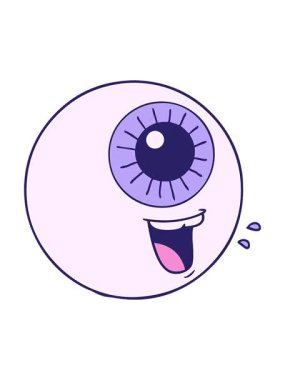 Çizgi film gözbebeğinin hareketli animasyonu gülüyor.