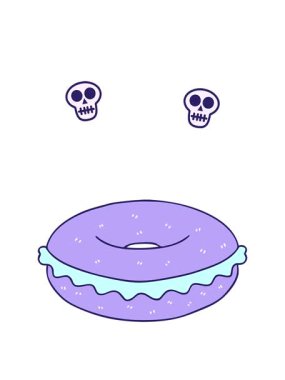 el çiziminin kafatası animasyonu. Çizgi film simit.