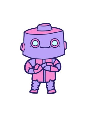 Çizgi film robot görüntüsünün hareketli animasyonu