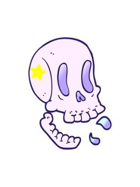 Parlayan yıldızlar karikatür kafatasının animasyonunu etkiler.