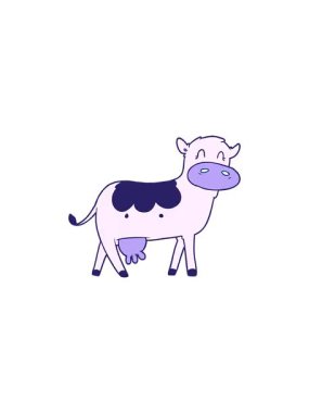 Çizgi film ineğinin gösterişli satış animasyonu