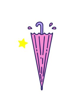 Parlayan yıldızlar kapalı bir şemsiyenin dövme stili görüntüsünün canlandırılmasını etkiler