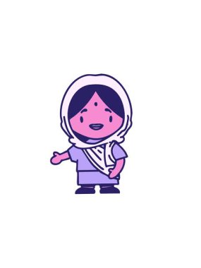 Çizgi filmi gösteren Hintli kadının yatay titreşimli animasyonu