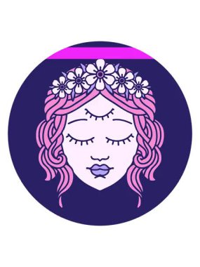 İkonik dövme şeklindeki üçüncü gözlü kadın yüzünün animasyonunu canlandırın.