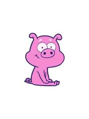 Mutlu çizgi film domuz oturma animasyonu bölme etkisi