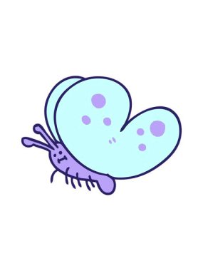 Parlak ışık efekti, el çizimi, tuhaf kelebek tasarımı.