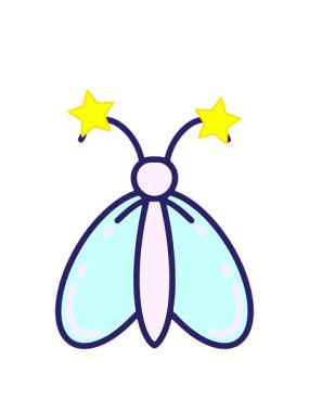 dönen yıldızlar basit bir kelebek çizgi filminin animasyonu