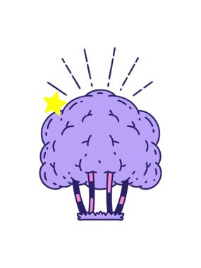 Parlayan yıldızlar geleneksel dövme stili ağaç tasarımının animasyonunu etkiler