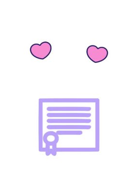 Diploma sertifikası simgesinin dönen kalp animasyonu