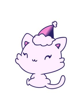 Titrek hareketli el animasyonu Kawaii kedisinin Noel gradyan çizgi filmi