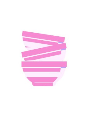 Bir yığın kasenin düz renk illüstrasyonunun hareketli canlandırması