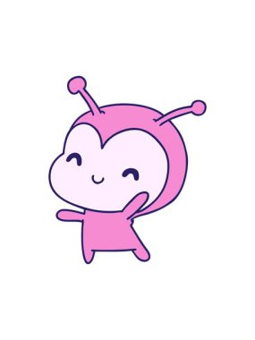 Çizgi film çizimlerinin hareketli animasyonları. Tatlı bir bayan böceğin kawaii 'si.