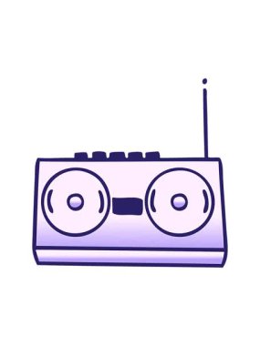 Bir retro radyonun gradyan gölgeli çizgi filminin hareketli animasyonu