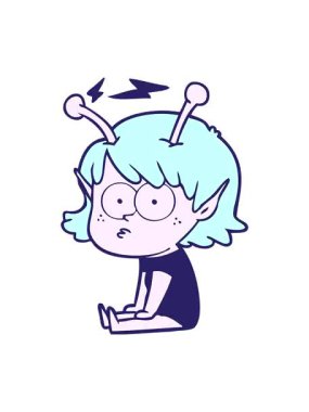 Uzaylı kız illüstrasyonunun dönen hareketi