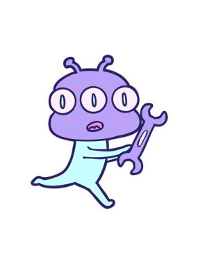 Üç gözlü uzaylının hareketli animasyonu