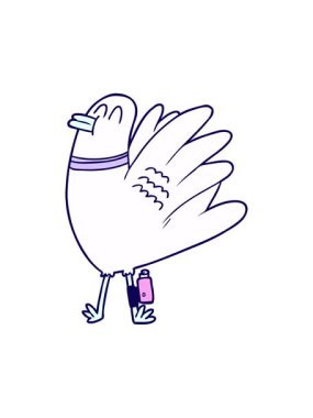 Bir kuşun retro çizgi filminin neon ışık efekti animasyonu