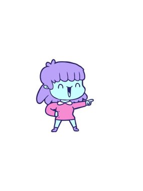 neon renkli karikatür kadının yatay titreşimli animasyonu