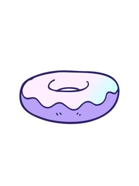 rise and float animation of cartoon doodle iced donut