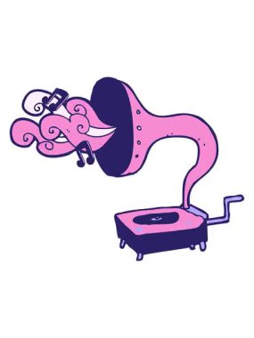 Çizgi film gramofonunun titreyen hareketi