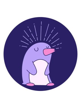 Dövme stili mutlu penguenin titreşimli hareketli animasyonu