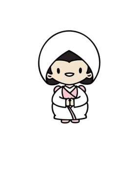 Geleneksel gelinlik giymiş mutlu Japon kadını canlandırın ve yüzdürün.