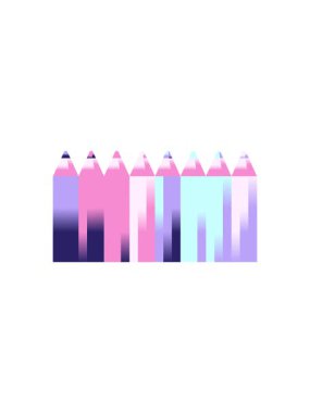 radioactive glowing animation of color pencils graphic vector illustration icon