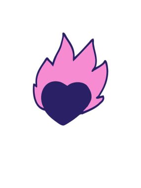rise and float animation of cartoon doodle of flaming heart