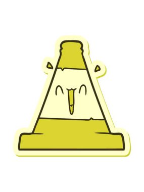 changing color animation of sticker of a cartoon road traffic cone