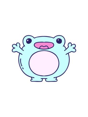 popping motion animation of cartoon of a cute happy frog