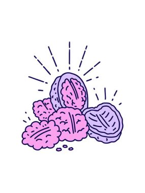 Neon ışık efekti animasyonu. Radyasyon dövmeli kabuklu ceviz.