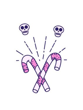 spinning skulls animation of candy canes