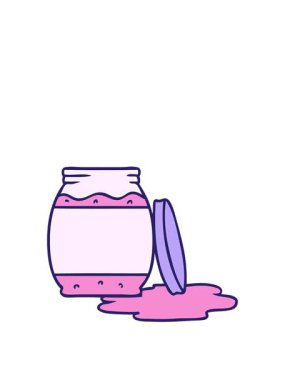 stretching up animation of hand drawn cartoon of a strawberry jam
