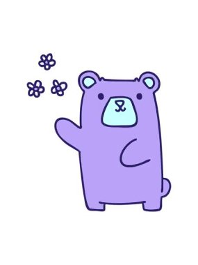 shivering motion animation of hand drawn quirky cartoon bear and flowers