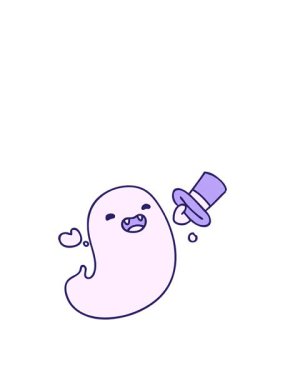 jumping motion animation of cartoon of a happy halloween ghost with top hat