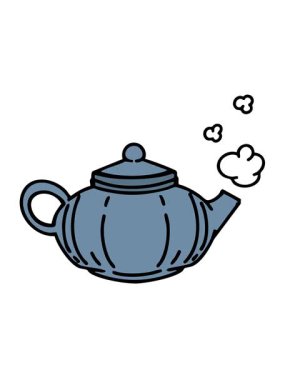 Seramik Japon çay demliği çiziminin hareketli animasyonu