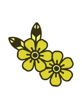 Dövme stili dekoratif çiçek çizgi filminin renk değişimi